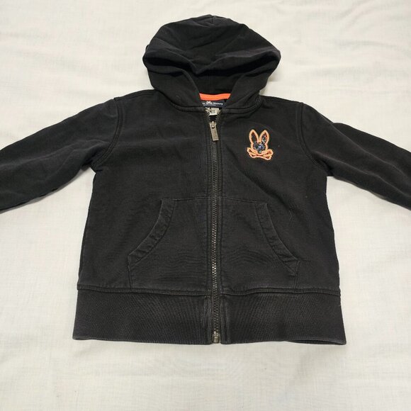 Psycho Bunny Full Zip Kangaroo Pocket Hoodie Size XXS 4 Black - Picture 1 of 12